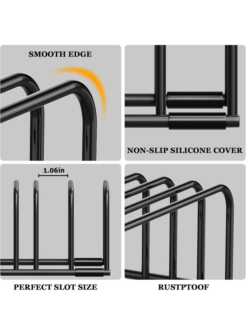 حامل تنظيم لوحات القطع المعدنية - حامل أسود للوحات القطع ورقائق الخبز وتخزين أدوات الخبز على سطح المطبخ - Image 3